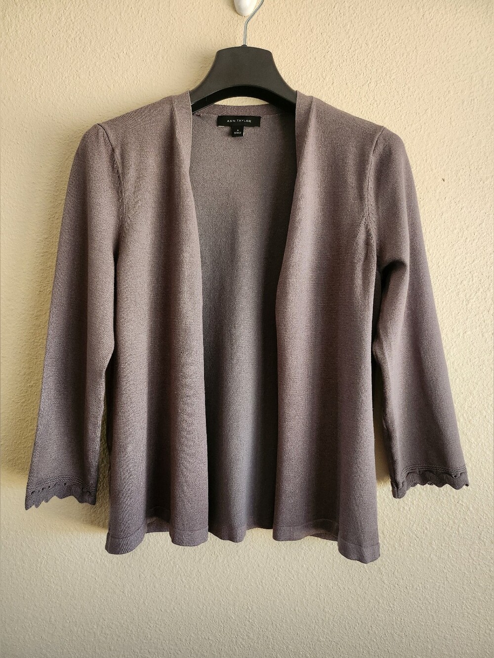 Ann Taylor Gray Open Front Cardigan Sweater Size M